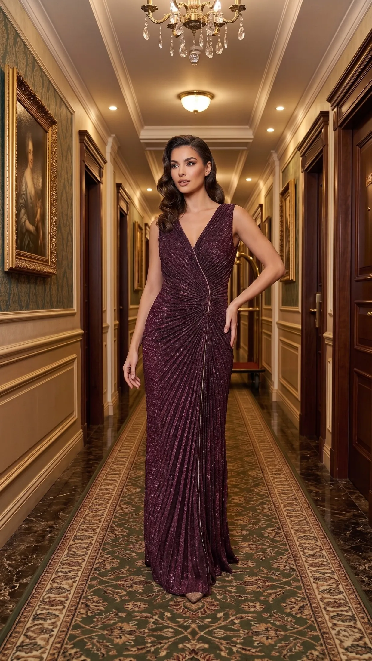 Burgundy Pleated